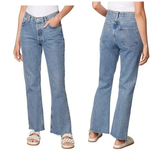 Agolde Denim - NWOT $198 AGOLDE Relaxed Boot Jeans - Frayed Hem Denim Organic Cotton Mid-Rise